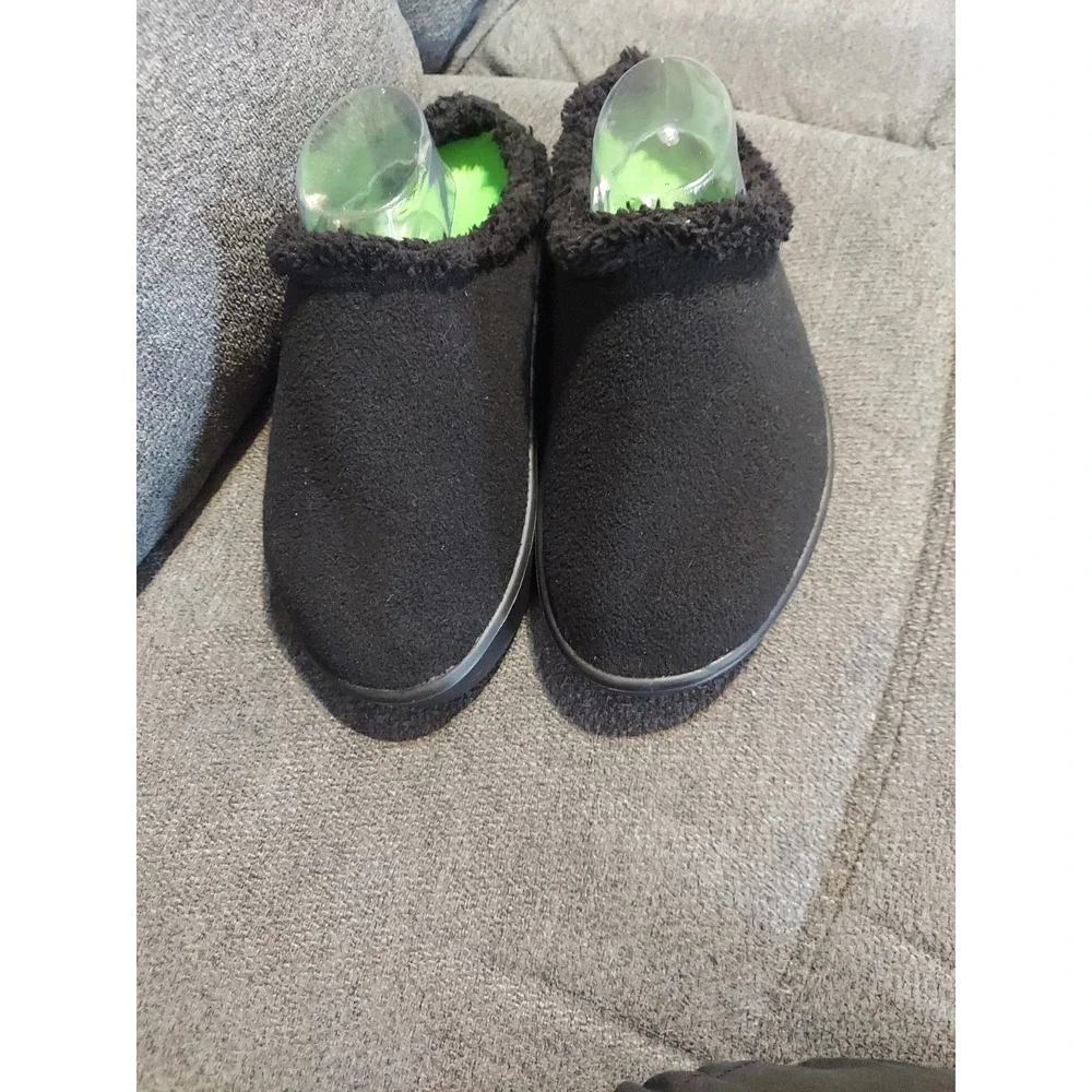 OOFOS OOcoozie Mule Men's 11 EU 44 Slip On Recovery Shoes Black Sherpa